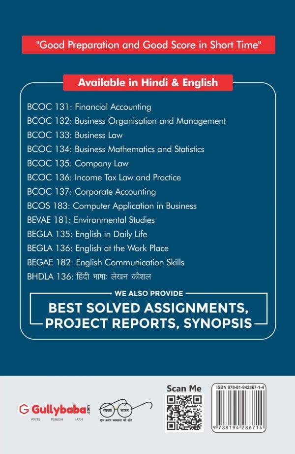 IGNOU BCOC-132 - Business Organisation and Management, Latest Help Book Edition IGNOU BCOC-132 - Business Organisation and Management, Latest Help Book Edition
