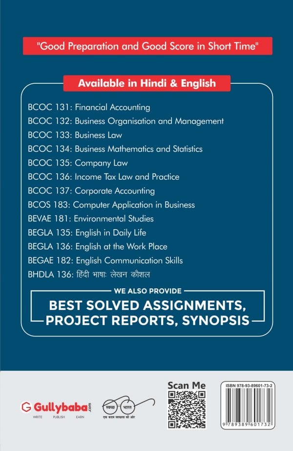 IGNOU BCOC-134 - Business Mathematics and Statistics, Latest CBCS Help Book Edition