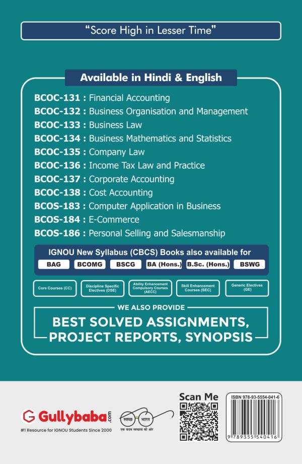 IGNOU BCOS-186 - Personal Selling and Salesmanship, Latest Help Book Edition