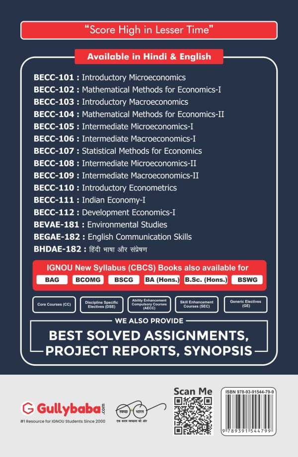 IGNOU BECC-111 - Indian Economy-I, Latest CBCS Help Book Edition