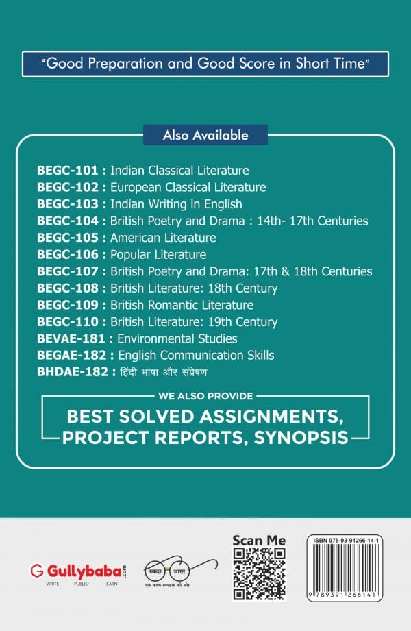 IGNOU BEGC-108 - British Literature: 18th Century, Latest CBCS Help Book Edition