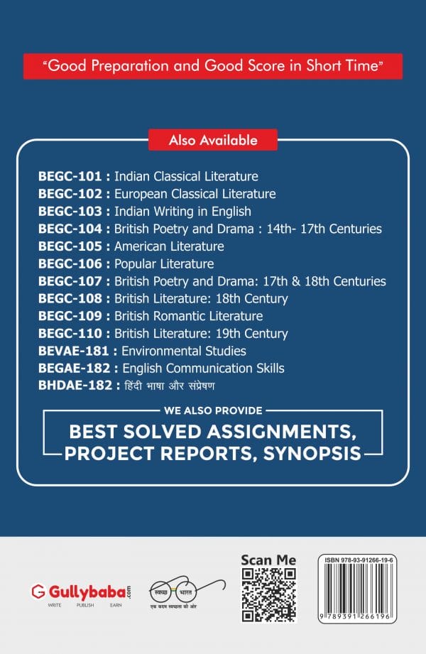 IGNOU BEGC-109 - British Romantic Literature, Latest CBCS Help Book Edition