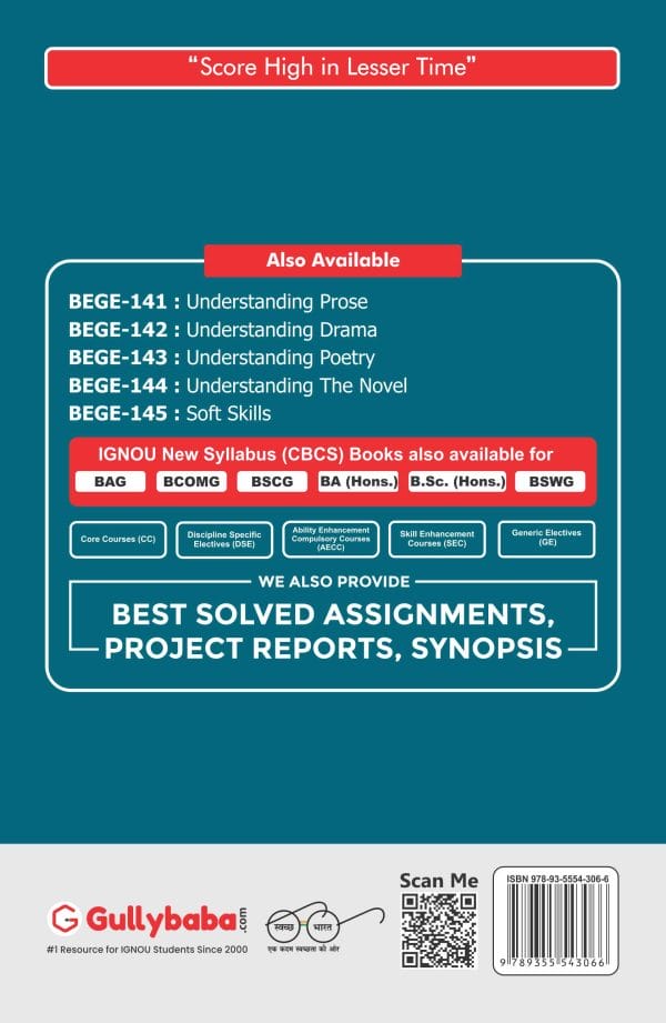 IGNOU BEGE-144 - Understanding The Novel, Latest CBCS Help Book Edition