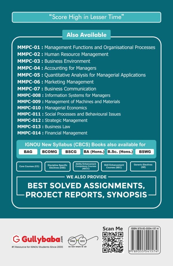 IGNOU MMPC-14 - Financial Management , Latest Help Book Edition