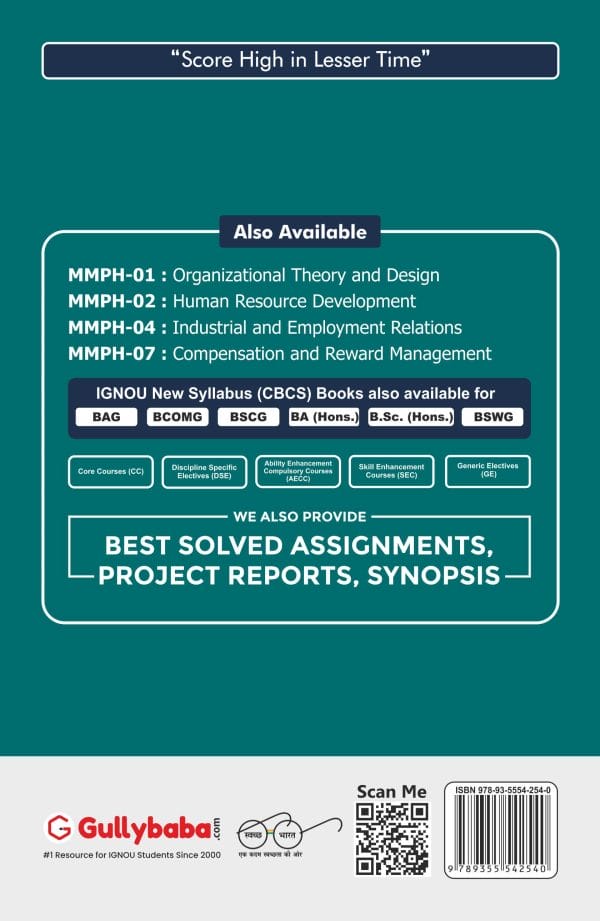 IGNOU MMPH-04 - Industrial and Employment Relations, Latest Help Book Edition