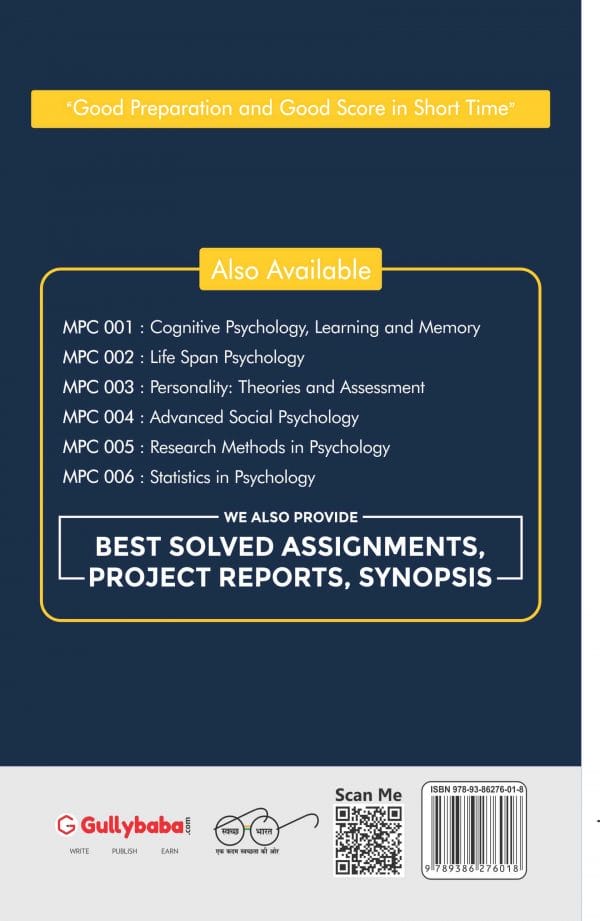 IGNOU MPC-01 - Cognitive Psychology, Learning and Memory, Latest Help Book Edition