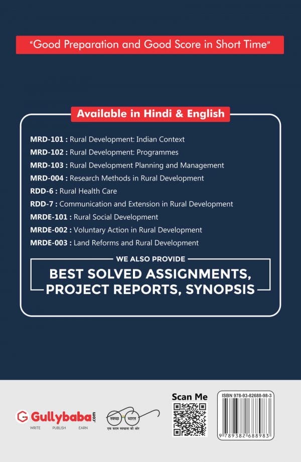 IGNOU MRD-102 - Rural Development Programmes, Latest Help Book Edition IGNOU MRD-102 - Rural Development Programmes, Latest Help Book Edition
